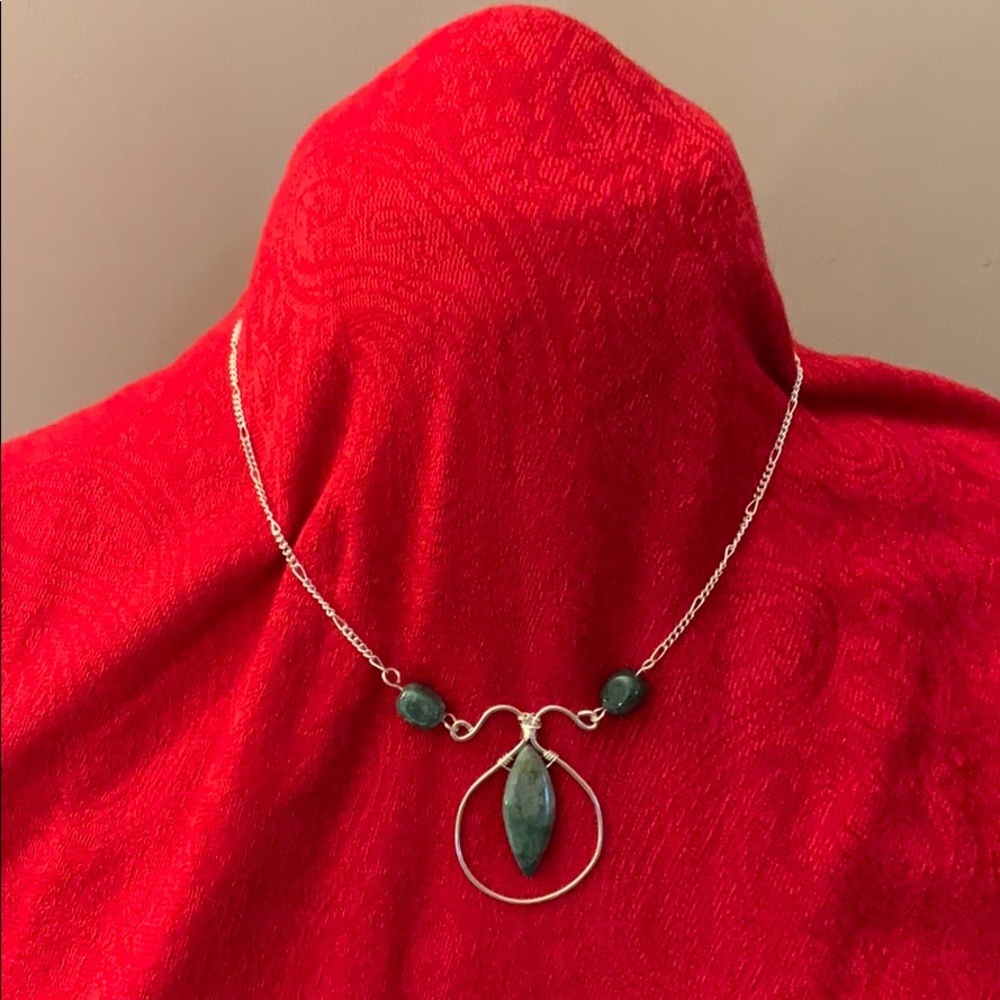 Sterling and green Agate necklace